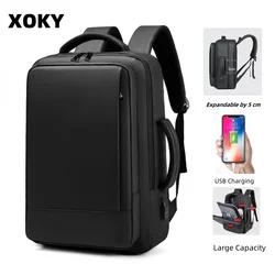 XOKY, bolso de negocios clásico, mochila impermeable para ordenador portátil, mochila de viaje deportiva clásica con carga USB, mochila de moda para hombres 2051