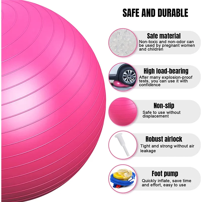 45-95CM Anti-Burst Yoga Ball Thickened Exercise Ball for Pilates Balance Stability Workout Pregnancy Birthing Physical Therapy