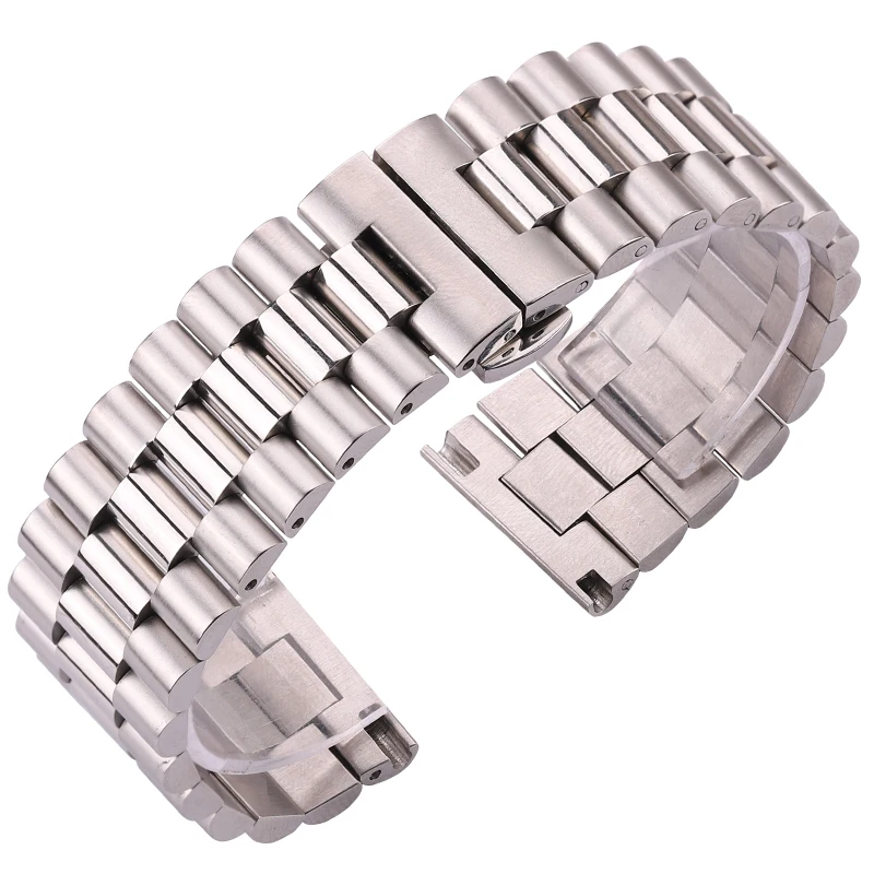 Stainless Steel Watchbands Bracelet Women Men Silver Solid Metal Watch Strap 16mm 18mm 20mm 21mm 22mm Accessories