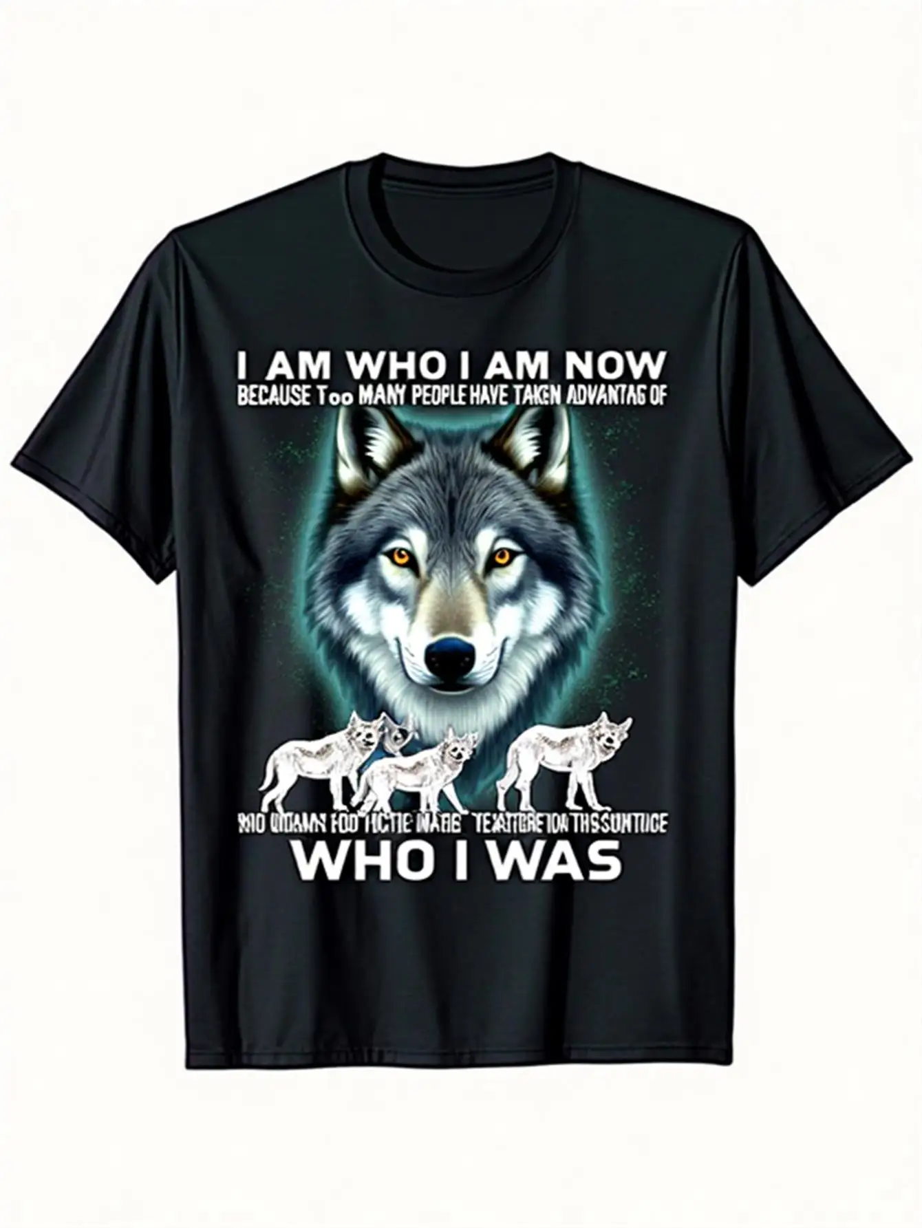 Camiseta con estampado de lobo para hombre, camiseta llamativa en negrita, diseño de cabeza de lobo misterioso, camisa holgada con cuello redondo, adecuada para uso diario y trajes de Halloween, camiseta informal lavable a máquina (tallas S-Xxxl)