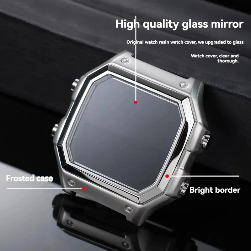 For Casio AE1200 AE-1200 AE-1200wh AE1300 Metal Watch Case 304 Stainless Steel mod kit Watch Film Glass Waterproof Ring Bezel