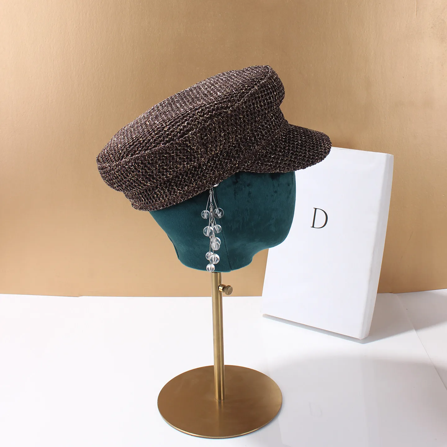 Sommerliche koreanische Stroh-Baskenmützen für Damen – Lässige Sonnenhüte mit Schirm und Sonnenschutz – Japanische Flat-Top Newsboy Caps – Detail 21
