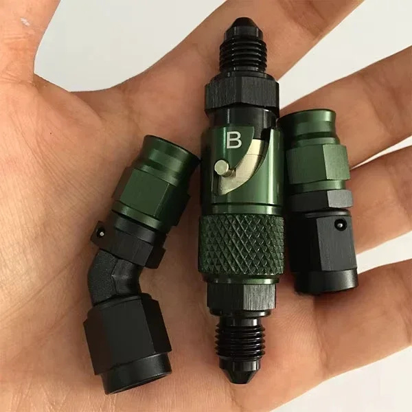 Adaptador de acessórios de liberação rápida de freio de alumínio forjado, extremidade reta de 45 graus 90 graus ptfe para mangueira de óleo de freio