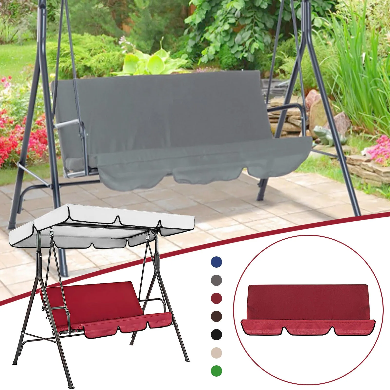 Swing Chair Cover Cushion Garden Patio Seat Replacement Outdoor 3 Seater Hammock Waterproof Dustproof Swing Seat Pads Supplies