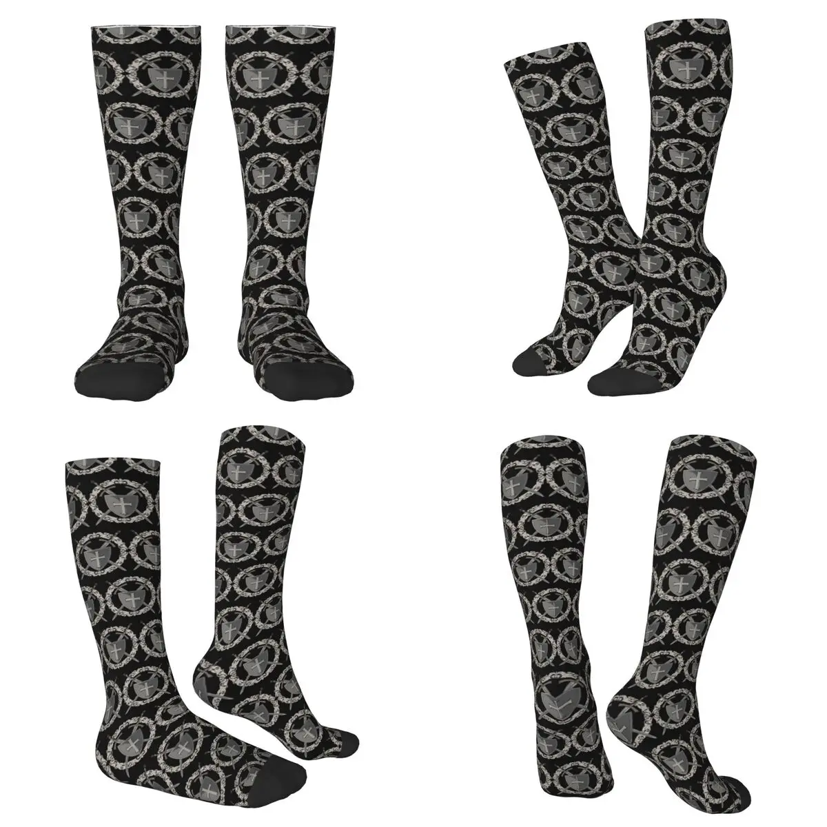 

Knights Templar Cross Shield Symbol Medieval Sword Emblem Secret Order Socks Sport Middle Tube Socks Soft Hip Hop Stockings