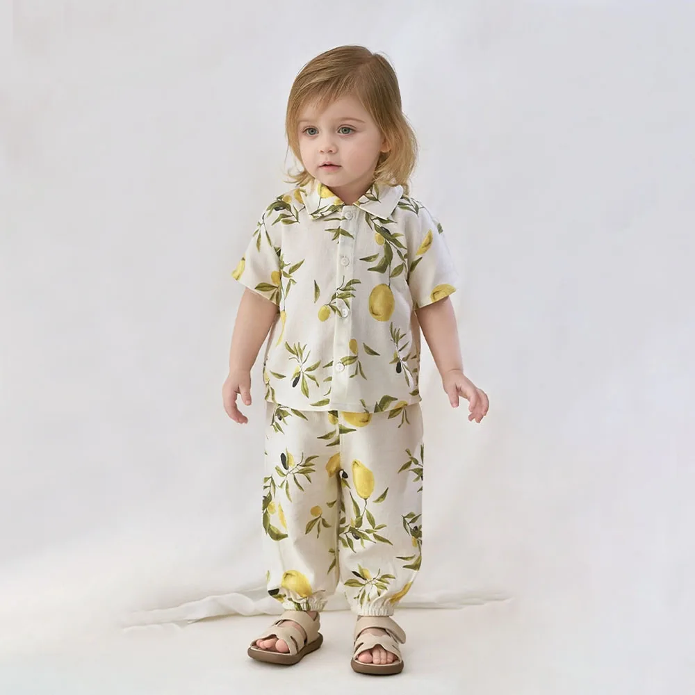 

2Pcs Pure Cotton Toddler Baby Clothes Cute Printed Infant Tshirt + Pant Summer Spring Casual Kids Boy Girl Clothing