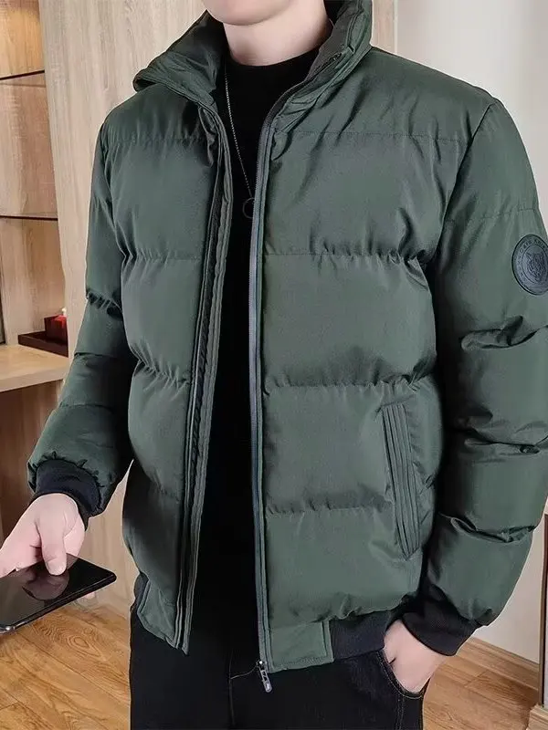 Herren Thiened Cotton Jaet Winter Warm Casual Stehkragen Slim Fit Kältebeständig Trendige Oberbekleidung Lang Sve Ganzkörperansicht