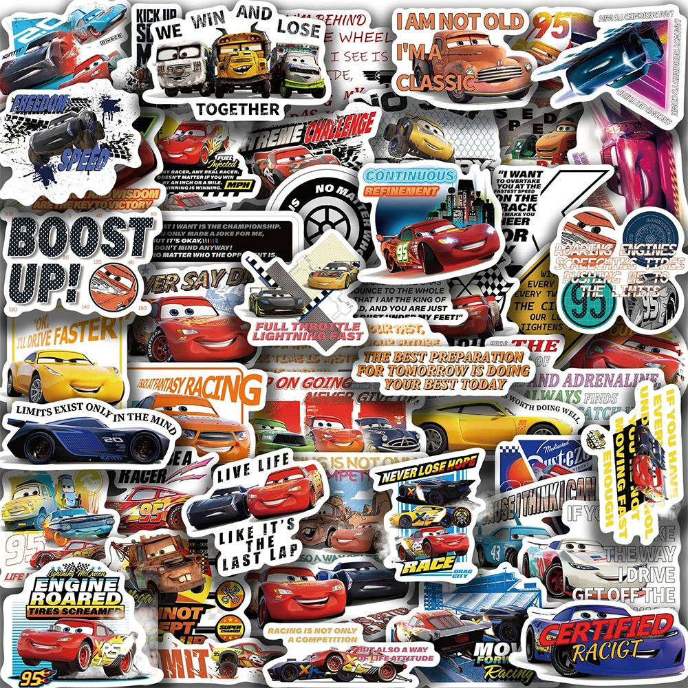 

10/30/50pcs Cute Cartoon Lightning Mcqueen Cars Stickers Decals Laptop Phone Car Suitcase Decoration Sticker Kids Classic Toys