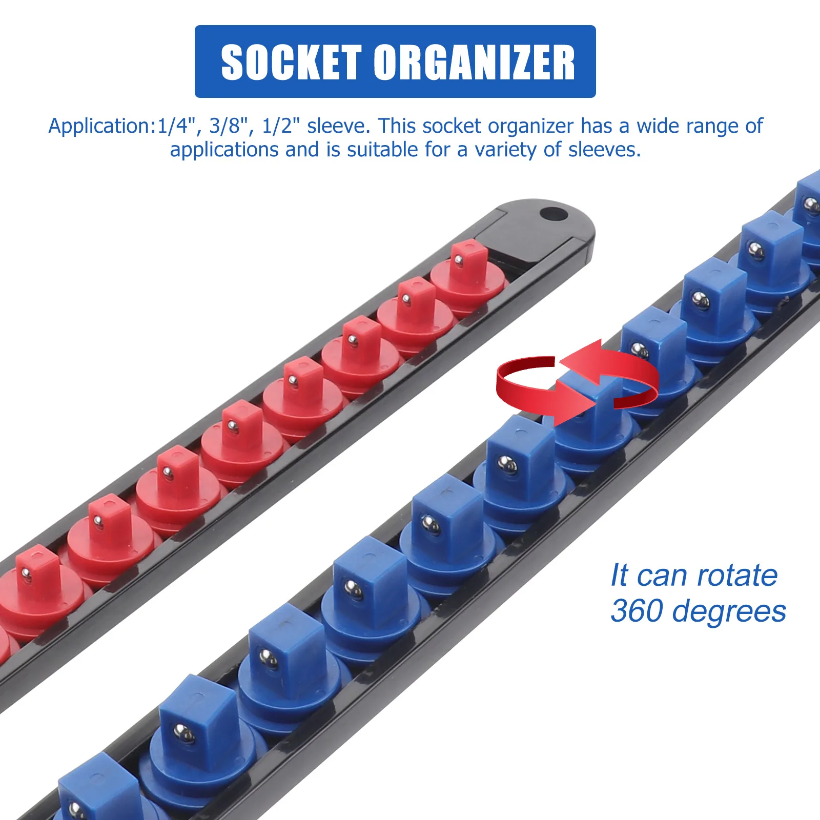 6 قطعة منظم المقبس 1/2 "3/8" 1/4 "حامل علبة السكك الحديدية دائم لتخزين الأدوات كم حامل الإطار