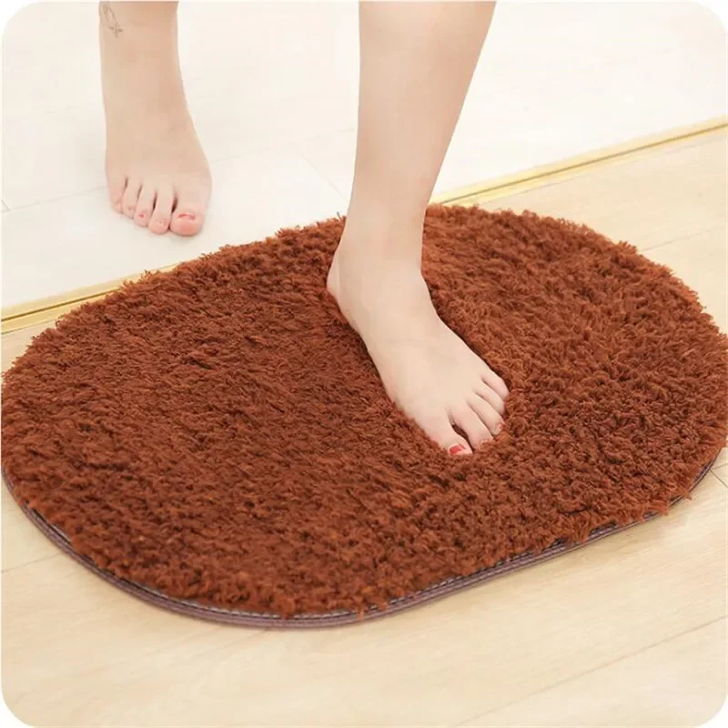 Soft Water Absorption Bath Mats Toilet Floor Doorway Rug Thick Carpets Non-slip Bathroom Mats Memory Foam Bath Rug Ellipse Mats