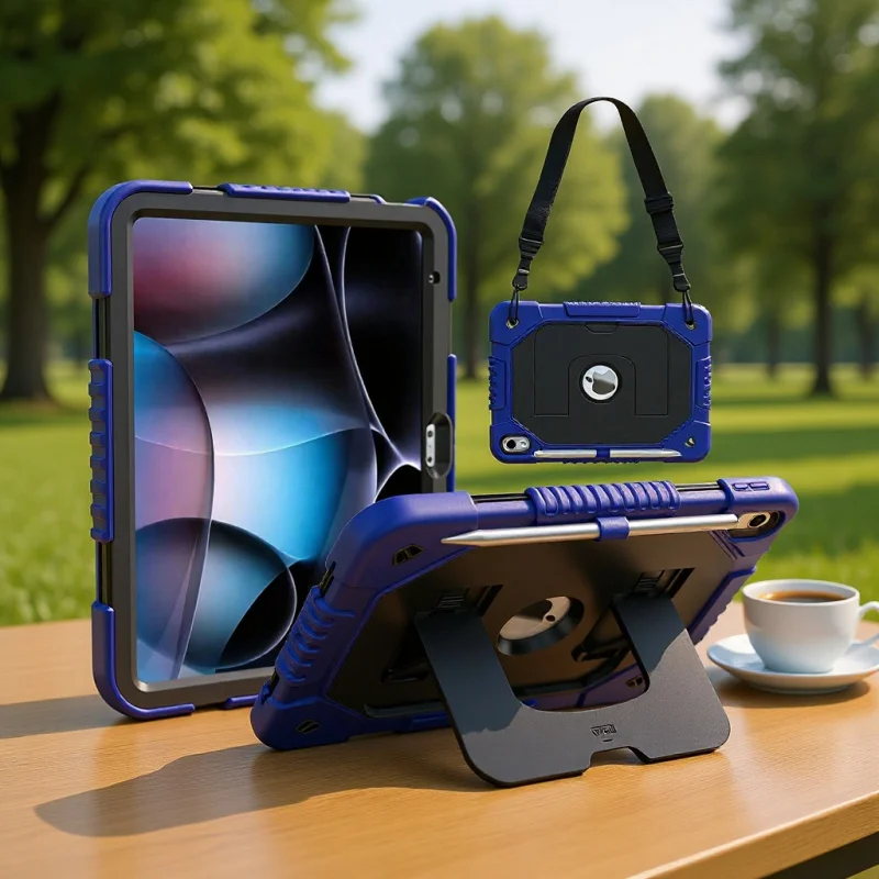 

for Apple iPad 11 A16 tablet, silicone anti-collision protective case with bracket, shoulder strap, anti fall all inclusive