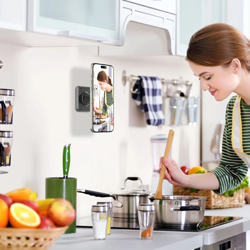 Phone Wall Holder Rack Universal For Wood Cement Surfaces 360 Degree Rotation Function Kitchen Countertop Mount