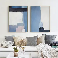 Nordic Abstract Blue Texture Wall Canvas Painting Prints and Poster Cuadros Wall Art Picture for Living Room Home Decor No Frame