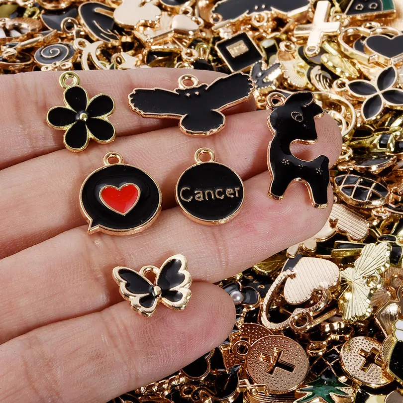 Mixed 20pcs/lot Colorful Assorted Enamel Charms Animal Star Fruit Moon Pendants for Necklaces Bracelets DIY Jewelry Craft Making