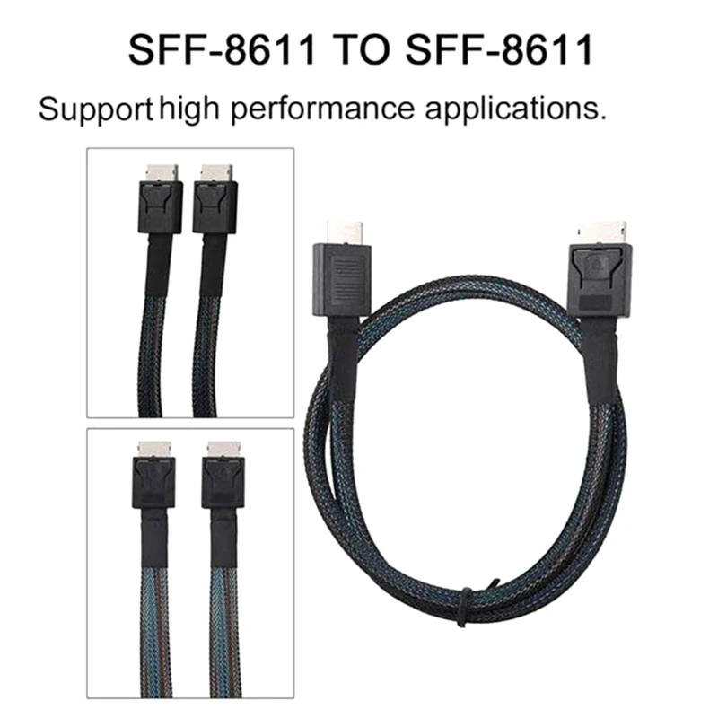 PCIE4.0 MINI SAS Cable 24Gbps Oculink Data Extension Cable SFF-8611 To SFF-8611 Server Data Transfer Line (0.5M)