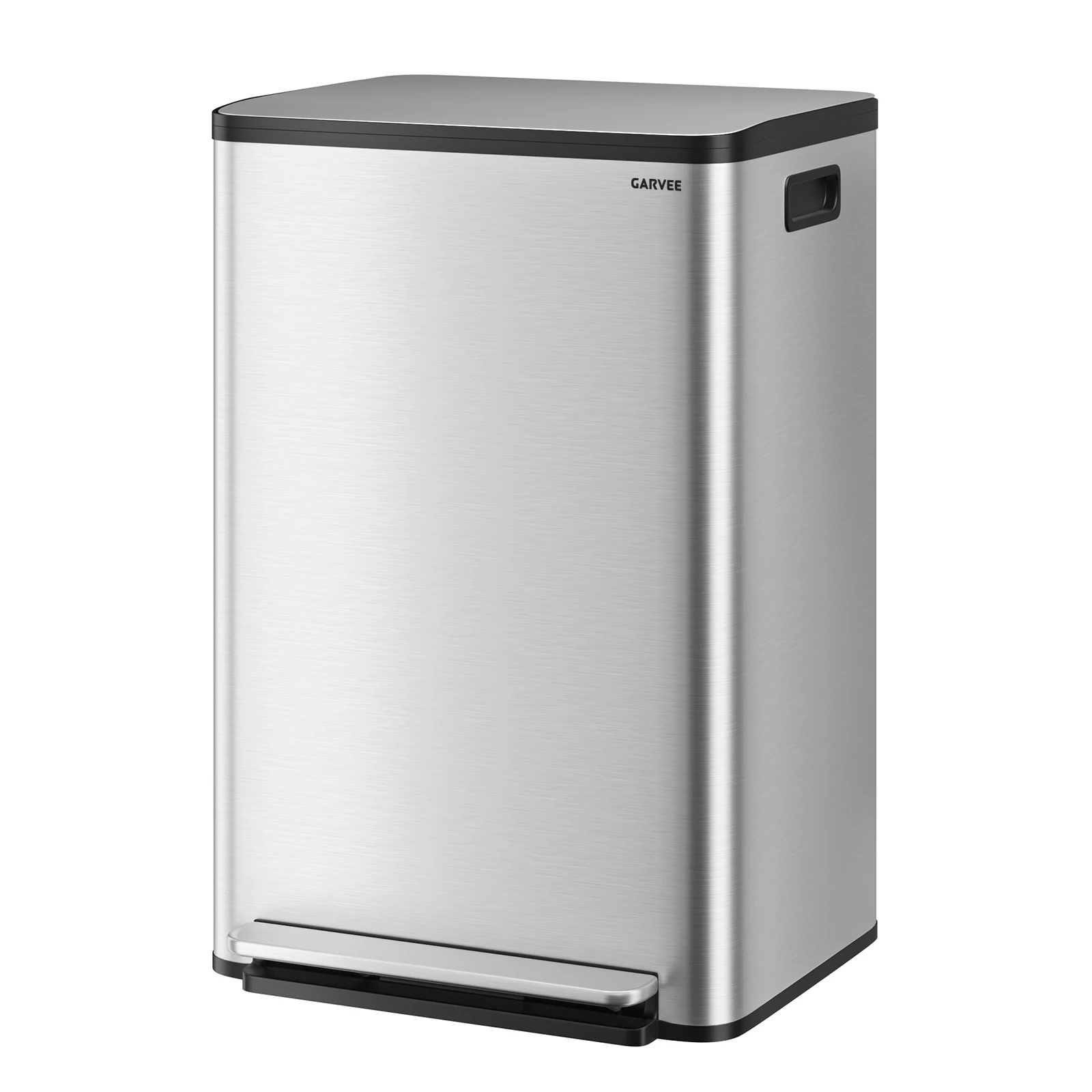 Stainless Steel Trash Can 50L Thin Lid Single Trash Can Silver Color