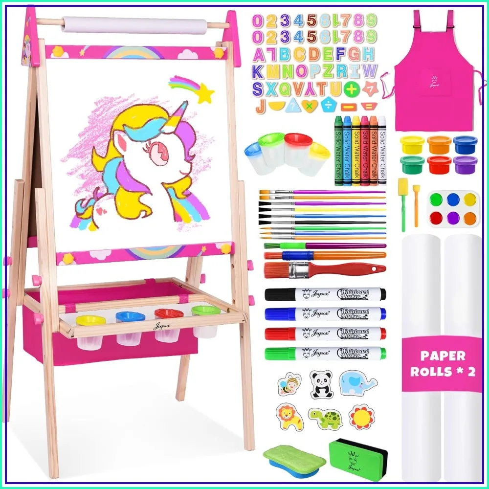 Kids Adjustable Wooden Art Easel with Accessories