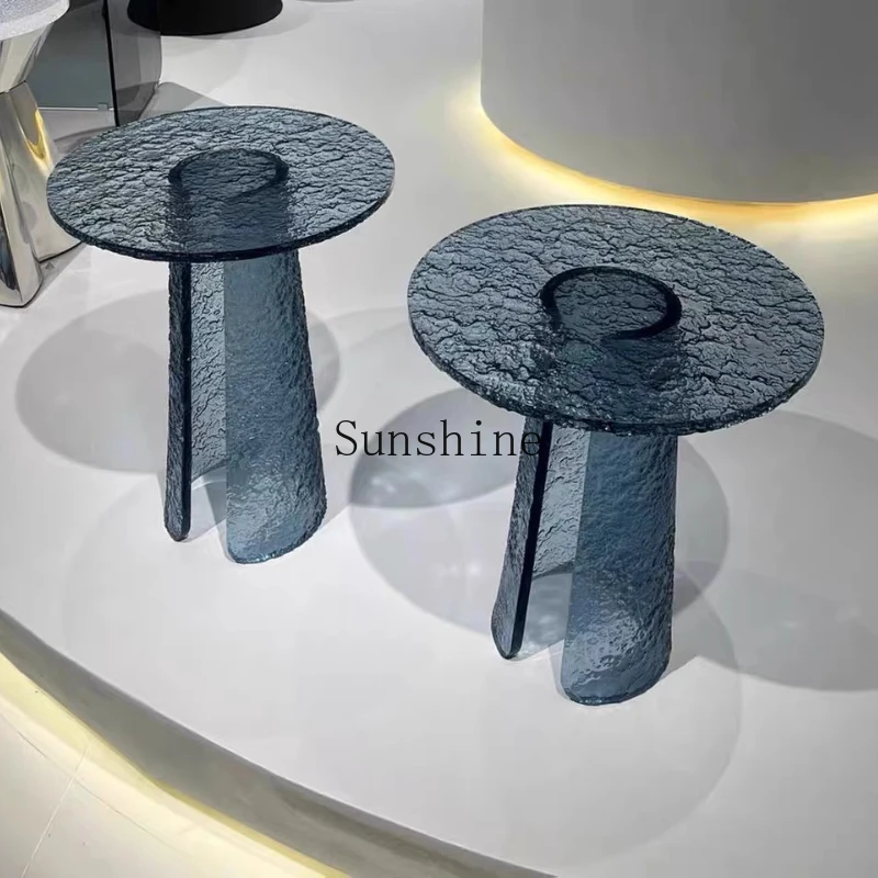 

Italian minimalist water corrugated acrylic movable creative round edge table