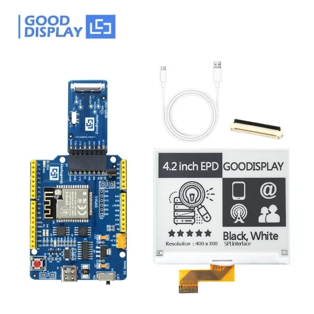 

4.2 inch E-Paper Display ESP32 Platform 400x300 Eink Screen Module, GDEY042T81 with ESP32 Demo Kit