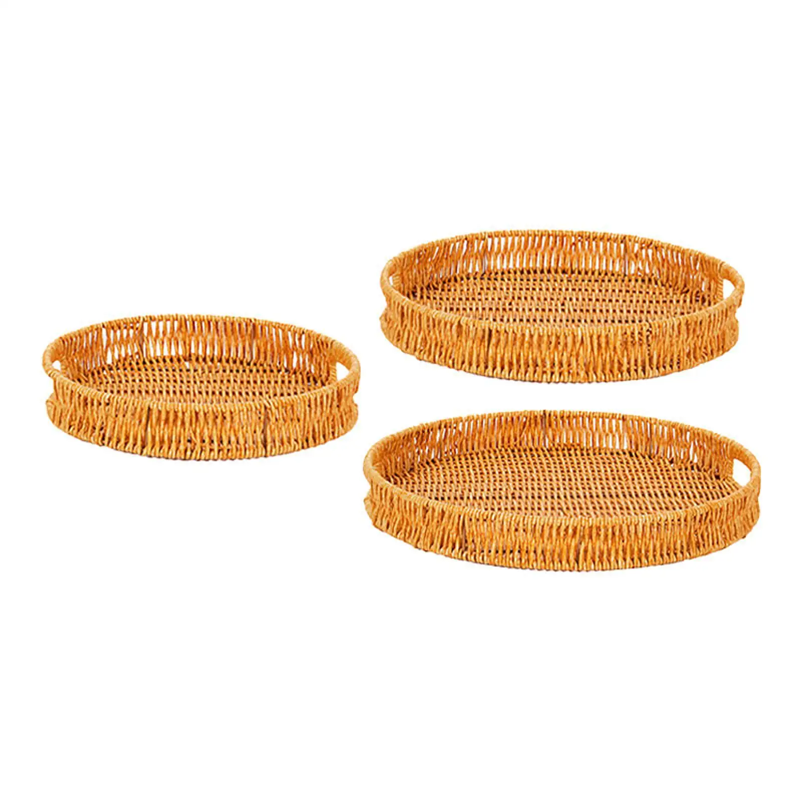 Imitation Rattan Bread Basket Forks Spoons Storage Organizer Snack Tray Fruit Tray for Cupboards Napkins Spoons Fruits Onions view 4