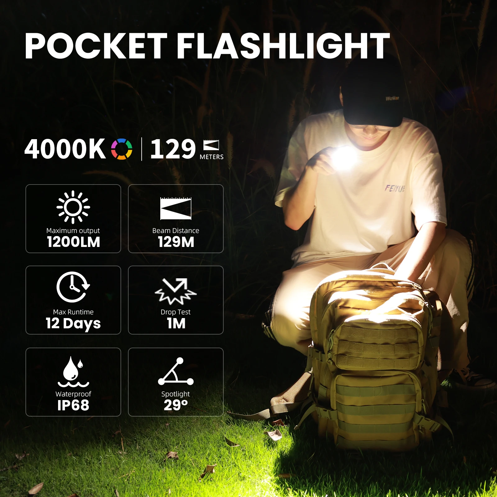 Wurkkos HD10 كشافات صغيرة 1200LM قابلة للشحن LED الشعلة 14500 EDC مصباح IP68 مقاوم للماء المشي لمسافات طويلة تشغيل مصباح الصيد Anduril 2.0
