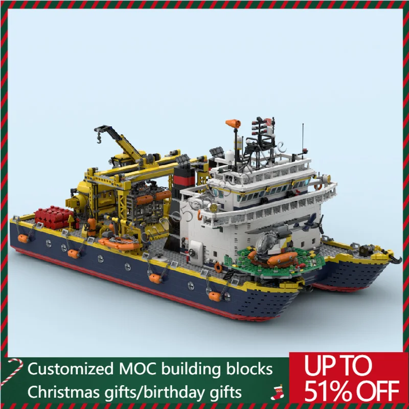 

New 8200PCS High tech Catamaran Research Vessel MOC Building Blocks Warship Model Puzzle Bricks Toys Sets Children's Xmas Gifts