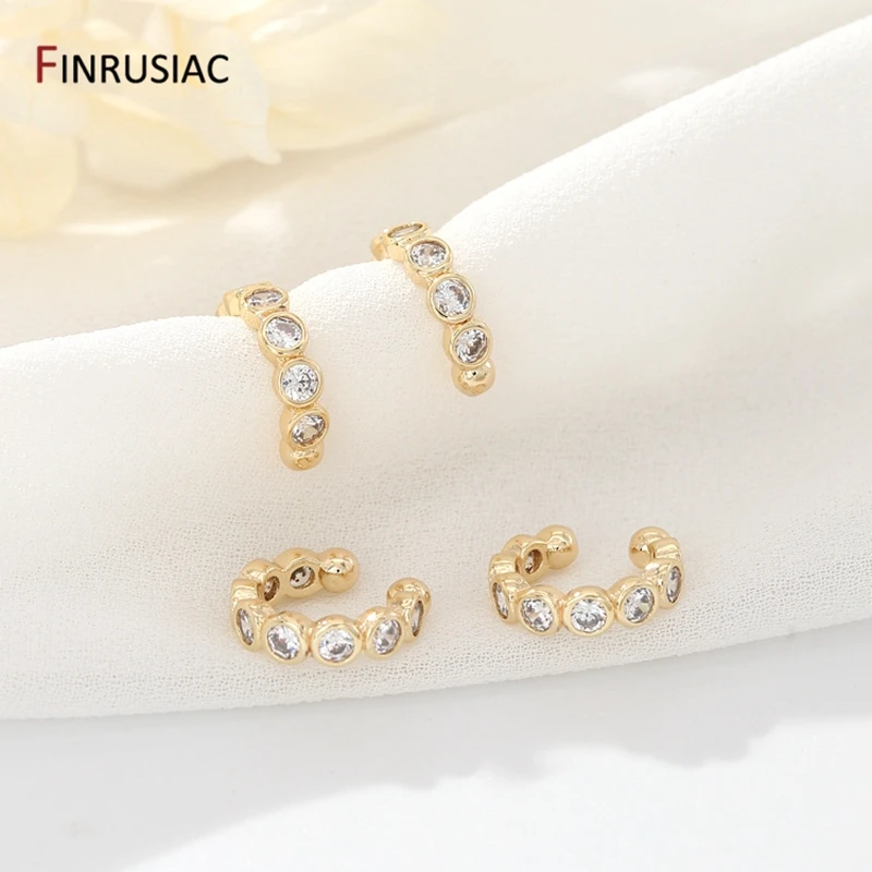 14K Gold Plated Brass Cubic Zircon Ear Clips Without Piercing For Women Cuff Earrings Adjustable Earrings Party Gift