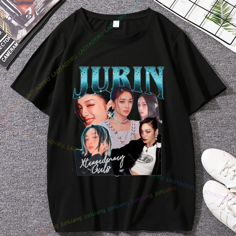 Xg Jurin Chisa 90s Retro XG GRL Unisex Kpop Aesthetic Clothing 100% Cotton Tshirt T-shirts for Men Y2k Clothes Streetwear Tops