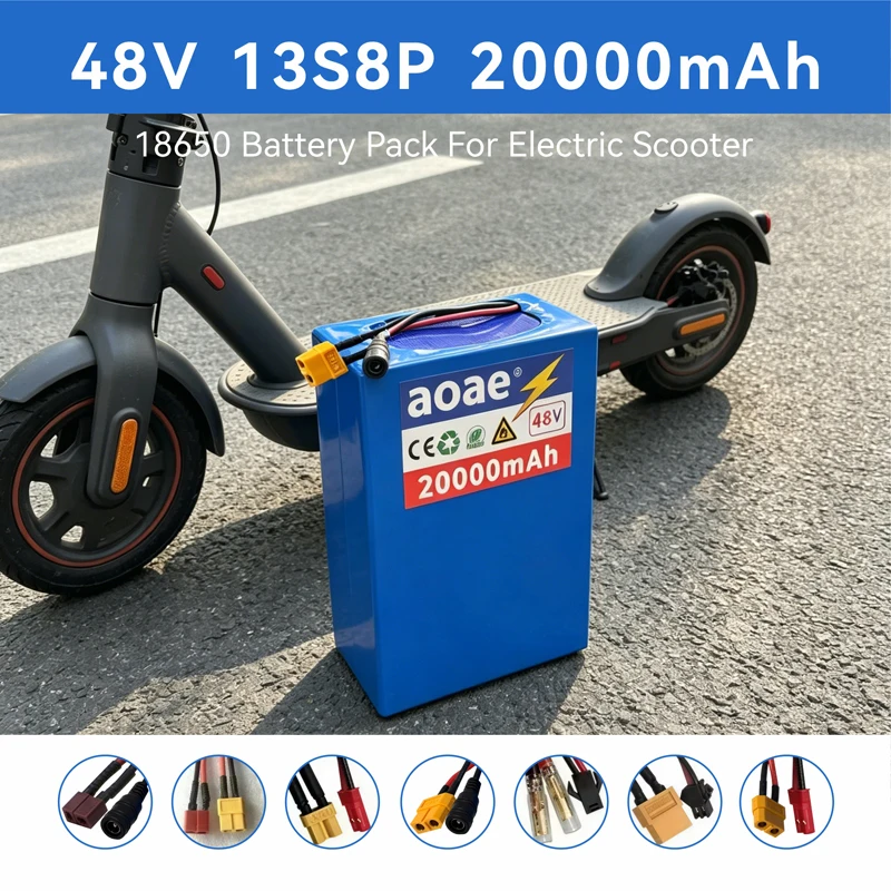 48V Lithium Battery Pack 20Ah 13S8P 18650 A-Grade Cells Built-in BMS 1000W-2000W  XT60 DC JST Long Lasting for Electric Scooter