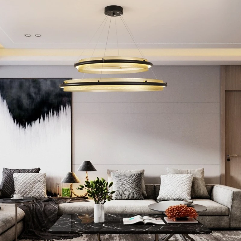 Postmodern Luxury Circular Living Room LED Chandelier Bedroom Dining Room Model Room Balcony Corridor Creative Decorative Light