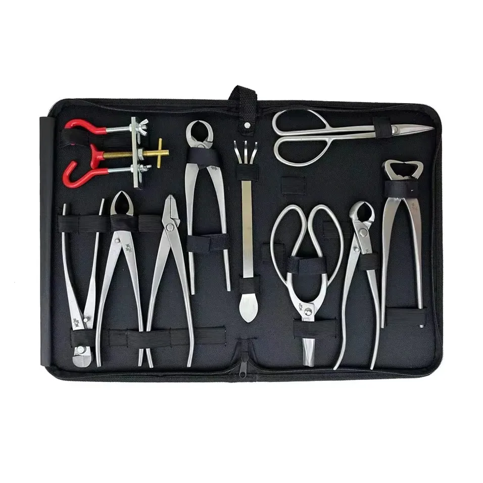 

10 pcs Grade Bonsai Modeling Tools Knob Cutter Wire Pliers Scissors Shear Bonsai Tool Set with Storage Bag