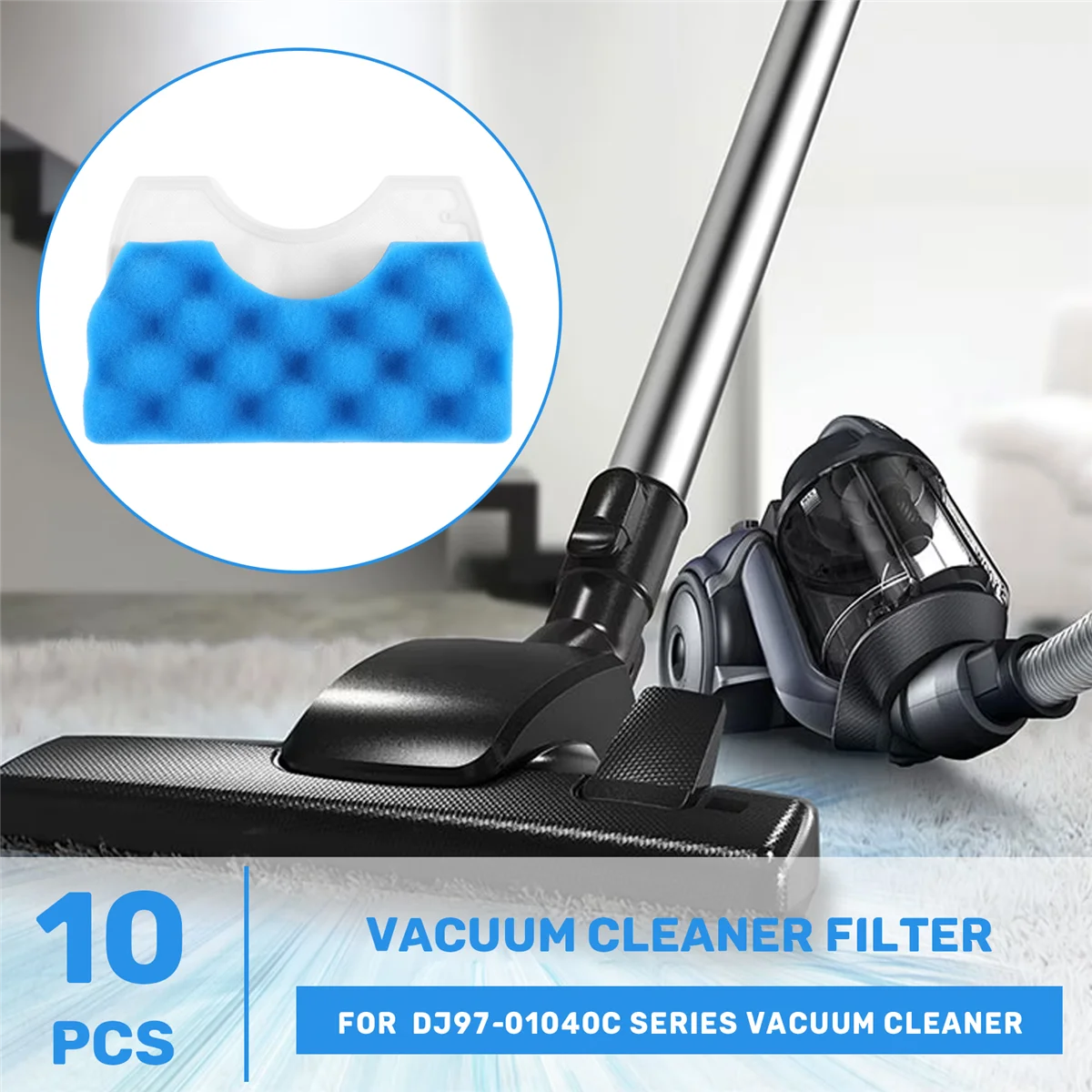 A26P 10 conjunto de filtro de esponja azul filtro de fígado de algodão branco para peças de aspirador de pó da série Samsung DJ97-01040C