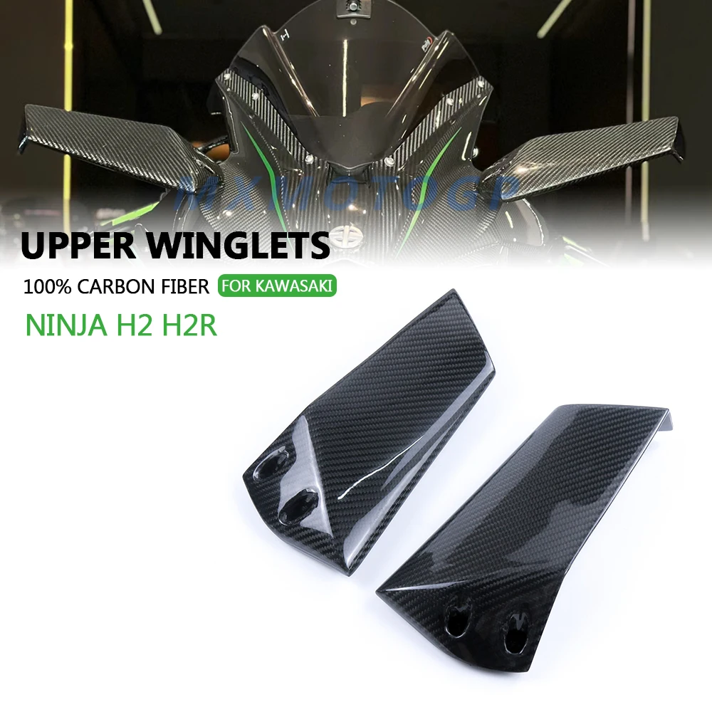 Motorcycle Accessories For Kawasaki H2 H2R 2015 2016 2017 2018 2019 2020 2021 2022 2023 100% Carbon Fiber Upper Winglets