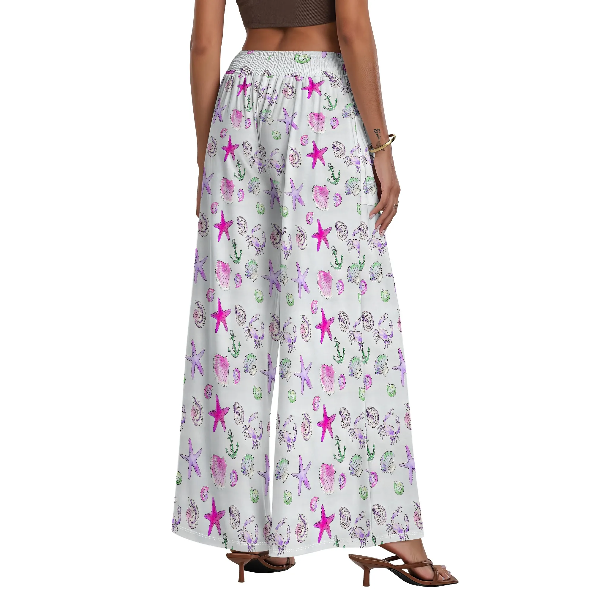 Women's Wide Leg Pants with Pockets All Seasons Casual Comfort Beach Pattern for Beach Outdoor Vacation