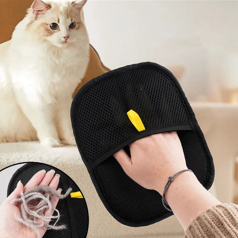 Cat Hair Brush Pet Removal Gloves Double-Sided Pet Grooming Gloves Kitten Cleaning Tool Dog Deshedding Brush Pet Supplies ﻿
