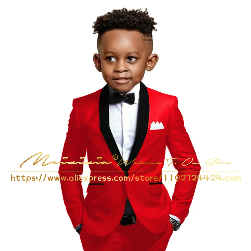 Gold Suit Boys Wedding Formal Jacket Pants 2 Piece Set Shawl Lapel Single Breasted Blazer Kids Formal Party Dress