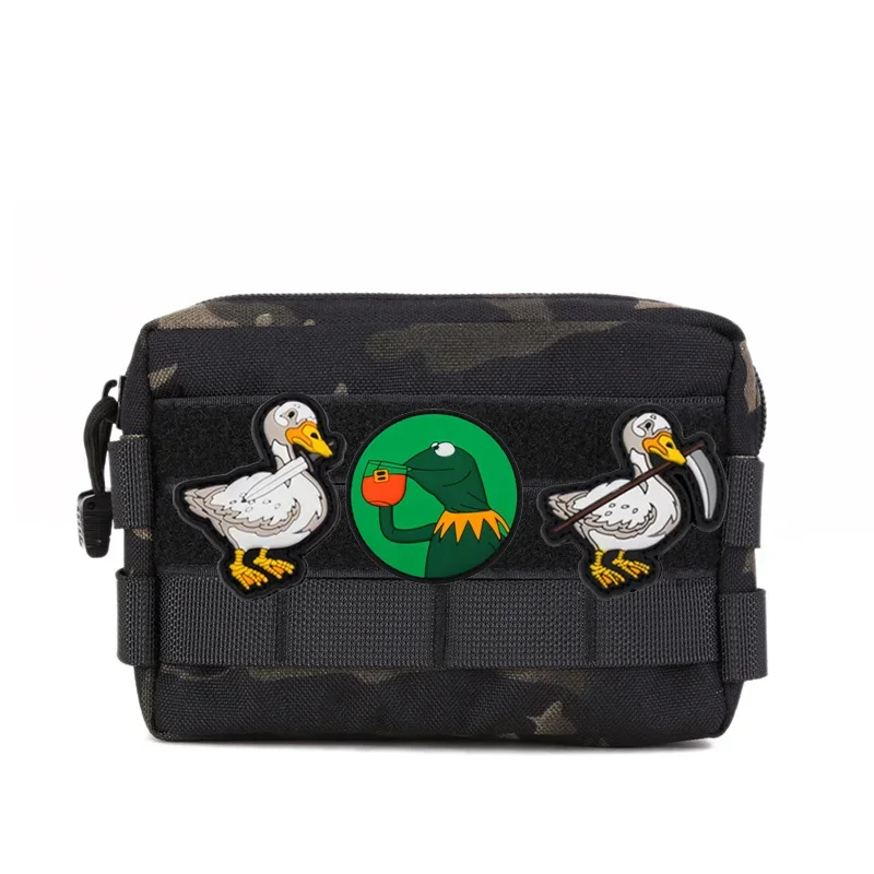 New Outdoor Bag Accessories Cartoon Knife Duckling Badge Goose Morale Armband 3D PVC Rubber Night Vision Tactical Dog Patch