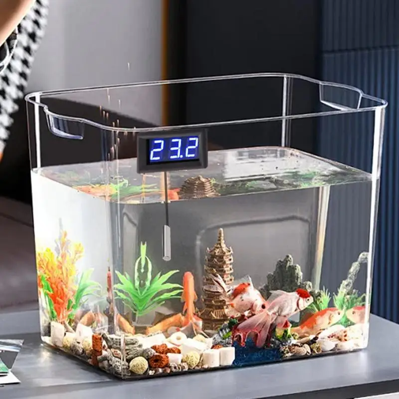 Aquarium Temperature Gauge Fish Tank Water Terrarium Temperature Meter Reptile Temperature Gauge Digital Temperature Gauge Fish