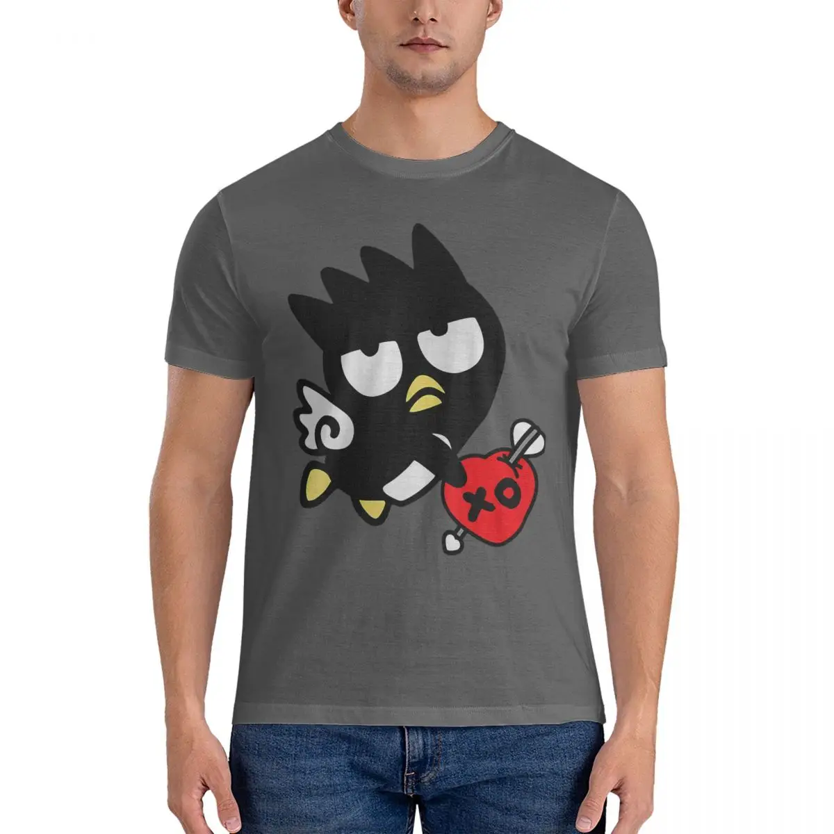 Men's T-Shirt Sanrio Casual 100% Cotton Tee Shirt Short Sleeve Badtz Maru T Shirt Round Collar Clothing Summer