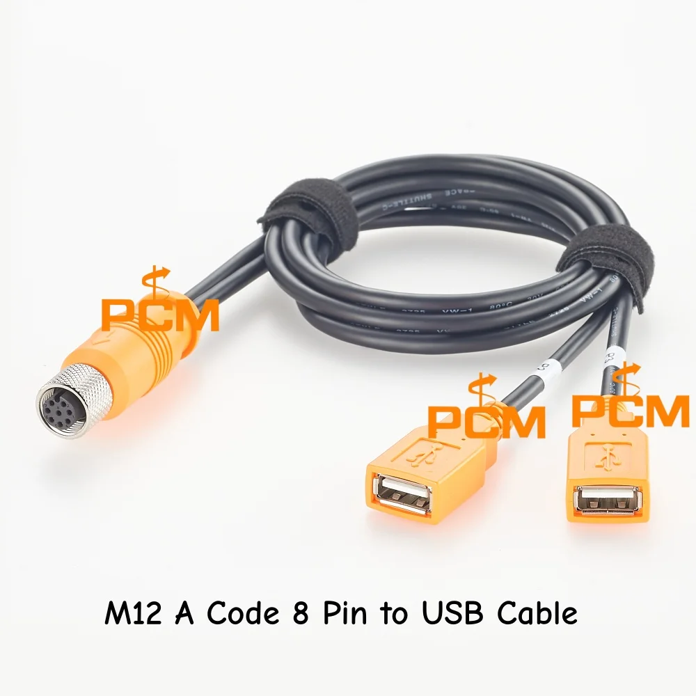 M12 A-Code 8-Pin auf Dual-USB-A 2-Port-Adapterkabel Industrielles Datenübertragungs-Verbindungskabel für Automatisierungssteuerungsgeräte – Detail 1