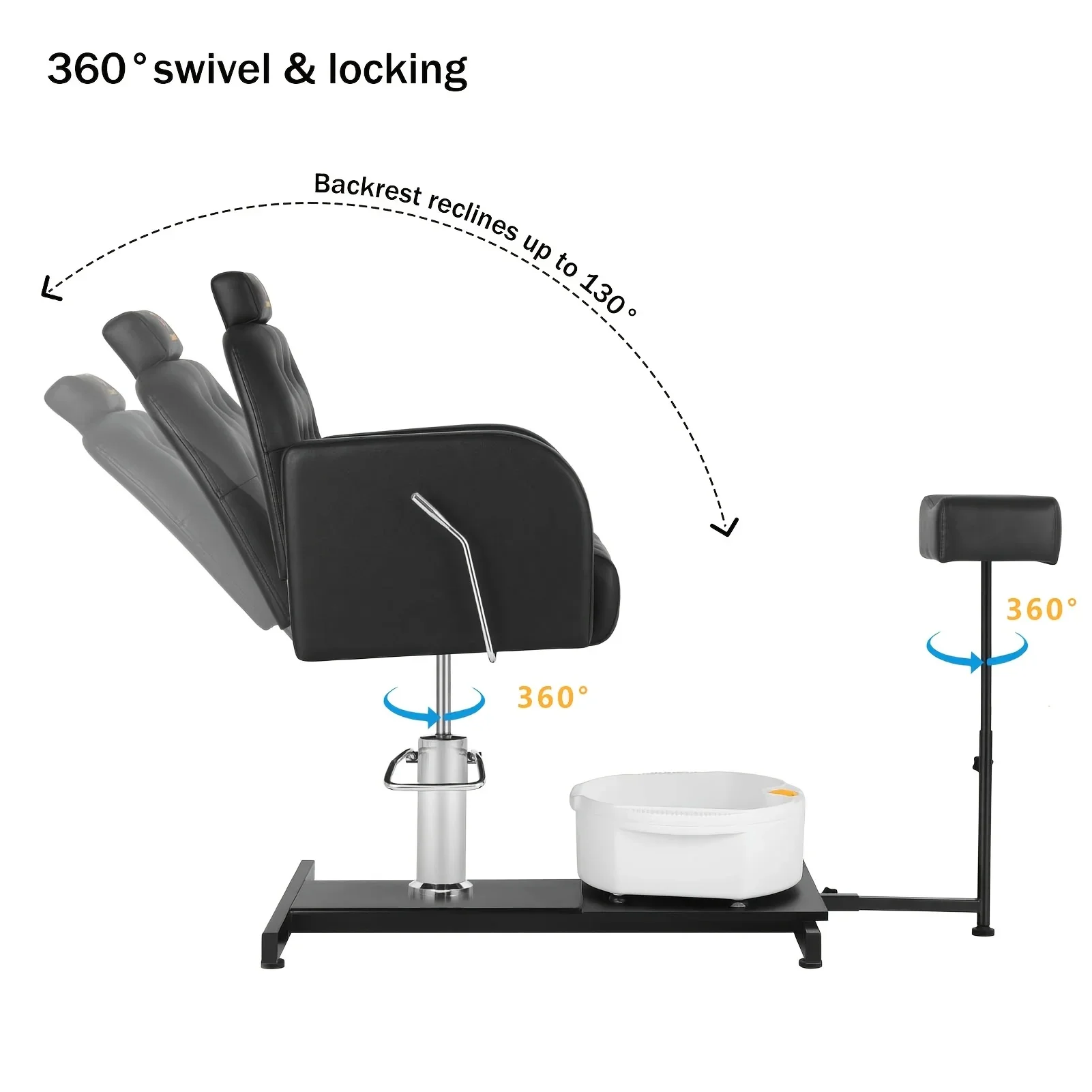 Foot SPA Chair Sofa with Foot Bath Basin Pedicure Hydraulic Lifting 360° Rotation Nail Salon Furniture image 3