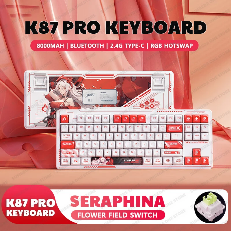 Sharp Leopard K87 Mechanical Keyboard Bluetooth RGB Wireless Gaming Keyboard Customized Hotswap Gamer Non-contact Keyboard