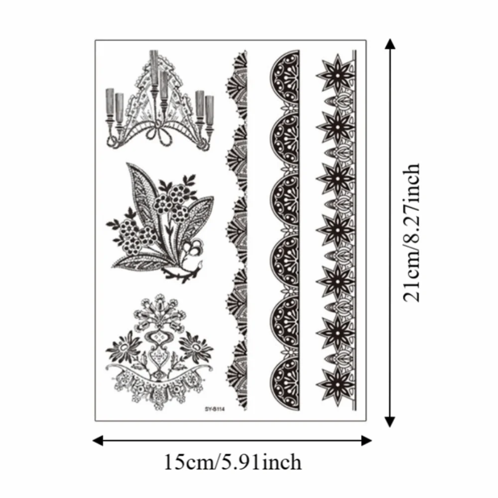 Water Transfer Decals Mandala Henna Tattoo Stickers India Mehndi Flower Instant Henna Temporary Tattoo Waterproof Fake view 6