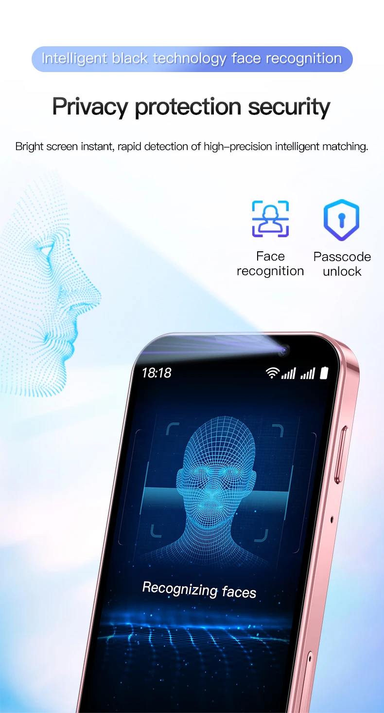 SOYES XS18 Pro 3.0" Mini Smart Phone Android9.0 Face ID 2GB RAM 16GB ROM Facial Recognition Dual SIM Standby 3G Small Phone