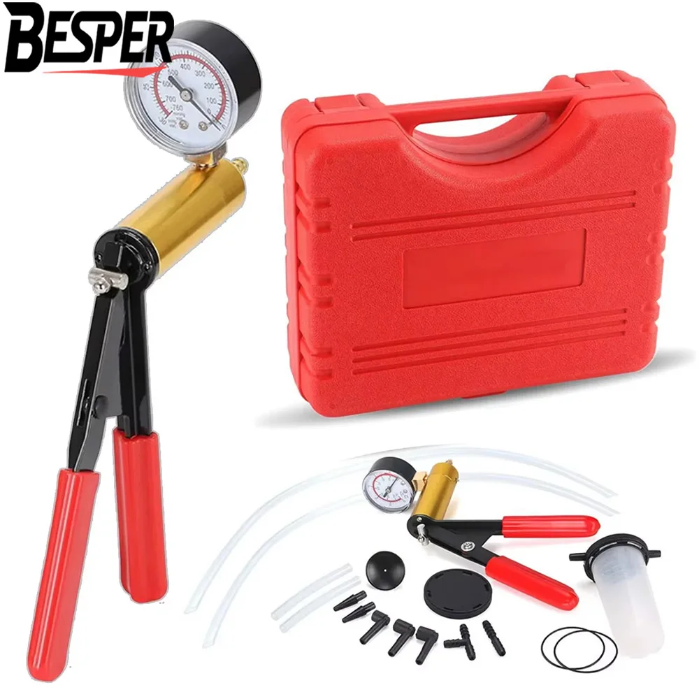 2 in 1 Manual Vacuum Pressure Pump Brake Fluid Drain Kit Vacuum Pistol Pump Tester Kit Portable Brake Clutch Bleeding System