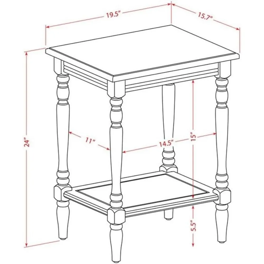 أثاث شرق غرب bf-07-et حامل ليلي بيدفورد - طاولة نهاية مستطيلة مع رف تخزين مفتوح لغرفة النوم، 16 × 20 بوصة، ديس #3