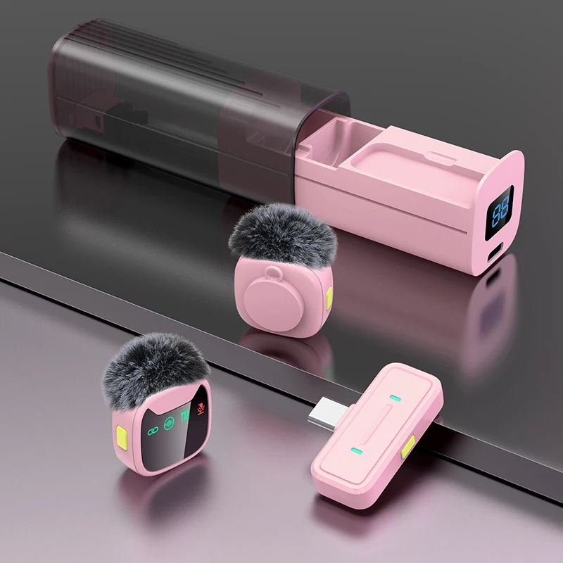 Micrófono Lavalier Inalámbrico Dual Profesional H26 con Estuche de Carga LED, Apto para Teléfonos Inteligentes, Computadoras Portátiles, Grabación de Videos