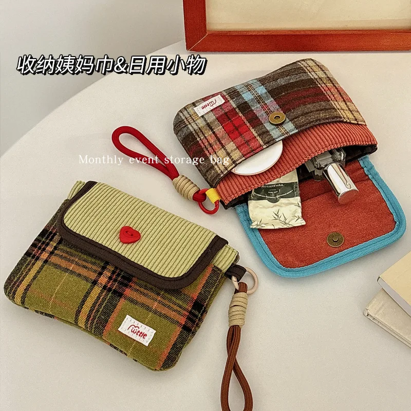 Data Cables Organizer Sanitary Pads Bag Large Capacity Contrast Color Cosmetic Bag Multipurpose Napkin Pouch Storage Bag
