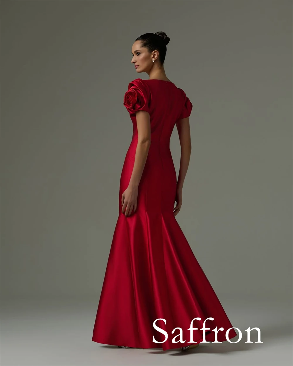 Vestido de noche de manga corta con flores exquisitas personalizado, vestidos elegantes con cuello en V para celebridades, vestido de fiesta clásico de sirena con cremallera en la espalda