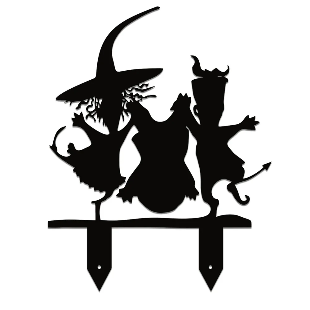 Dancing Witch Metal Garden Stake Funny Halloween Decor Yard Decoration